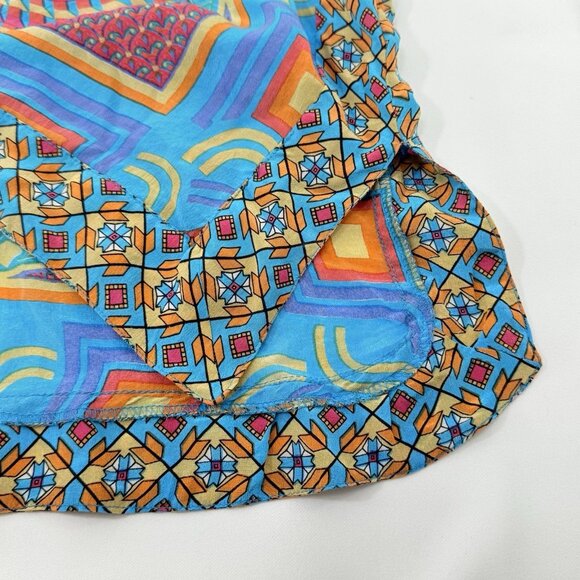 Tolani Blouse Silk Top Women Size S Boho Hippie Gypsy Vibrant Abstract Comfy Art - Picture 4 of 12